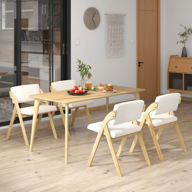 Dreamade Set of 2 Folding Kitchen Dining Chairs with Rubber Wood Legs
