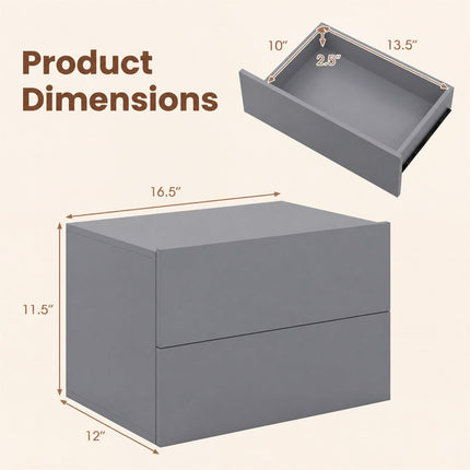 Dreamade Floating Nightstand | Wall-Mounted Bedside Table with 2 Drawers (1/2)