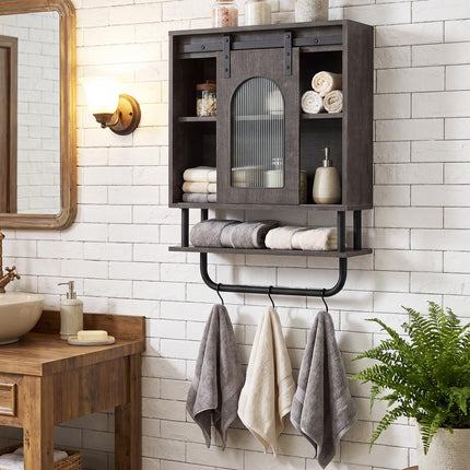 Dreamade Bathroom Wall Cabinet with Sliding Barn Door