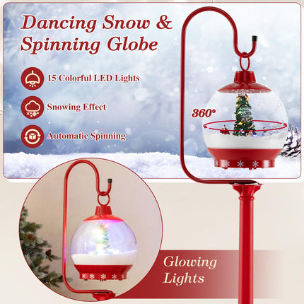 Dreamade 68 Inch Musical Christmas Street Lamp, Festive Lamp Post w/Sound-Activated Snow Globe Lantern