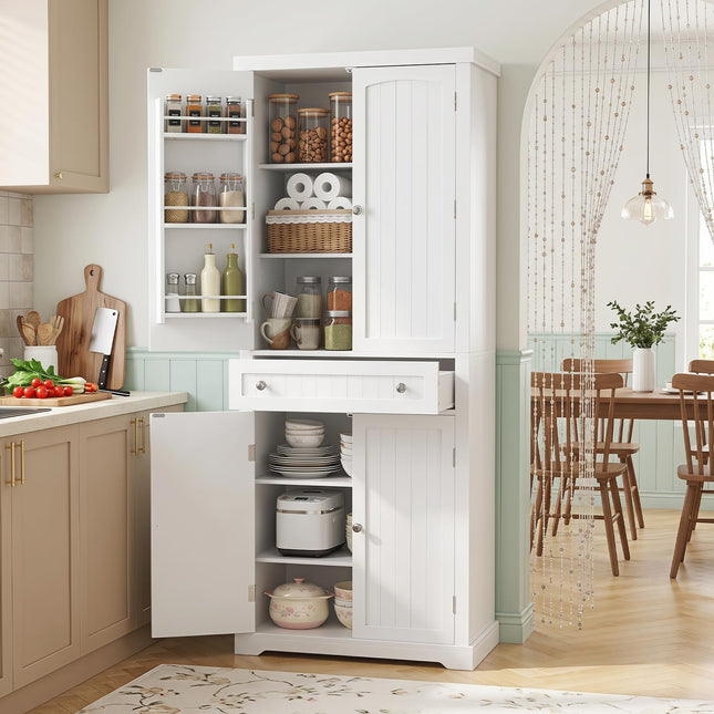 Dreamade 72" Tall Kitchen Pantry Cabinet w/Drawer & Adjustable Shelves
