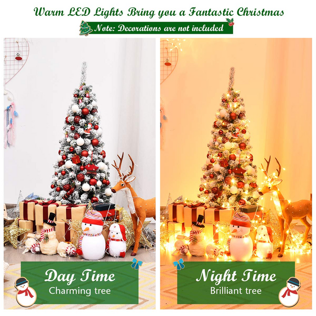 Dreamade 4.5ft / 6ft / 7.5ft Artificial Snow Flocked Christmas Tree - DreamadeUS