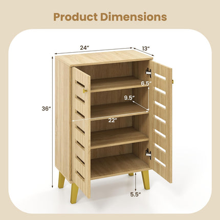 Dreamade Shoe Cabinet with Doors 4-Tier Freestanding Shoe Organizer Cabinet
