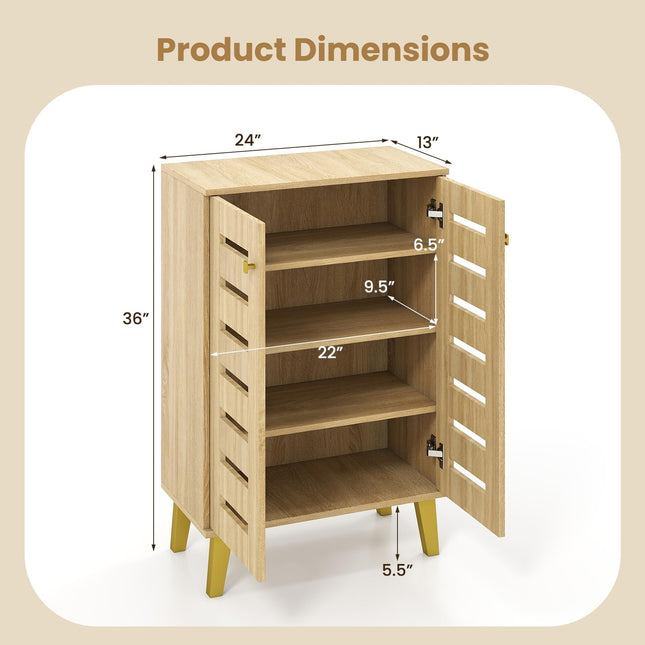 Dreamade Shoe Cabinet with Doors 4-Tier Freestanding Shoe Organizer Cabinet
