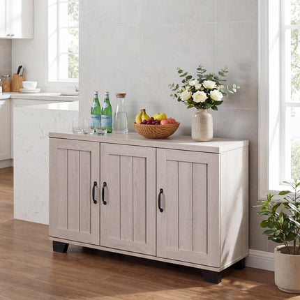 Dreamade Sideboard Buffet Cabinet | 45" Farmhouse Coffee Bar Cabinet with 3 Doors & Adjustable Shelves