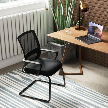 Dreamade Office Guest Chair, Office Guest Conference Chair w/Lumbar Support Ergonomic Backrest