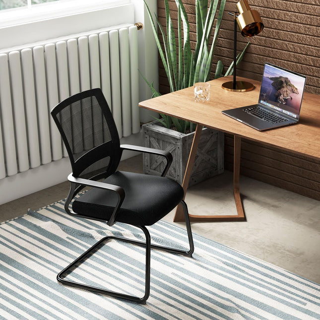 Dreamade Office Guest Chair, Office Guest Conference Chair w/Lumbar Support Ergonomic Backrest
