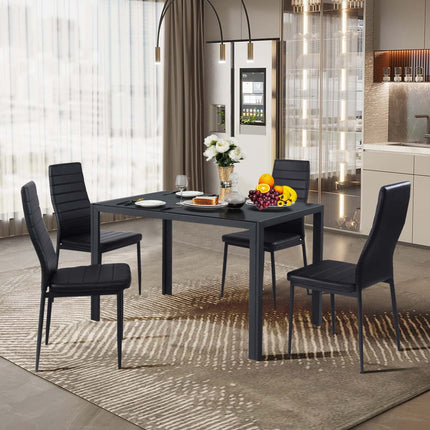Dreamade Set of 4 Dining Chairs, Upholstered Dining Side Chairs with Stain-Proof PVC Leather