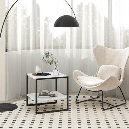 Dreamade 20 Inch End Table, Modern Square Side Table with Storage Shelf, Small Coffee Table for Living Room