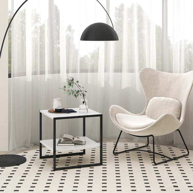 Dreamade 20 Inch End Table, Modern Square Side Table with Storage Shelf, Small Coffee Table for Living Room