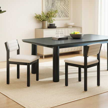Dreamade Sherpa Kitchen Chairs with Wood Frame & Padded Seat