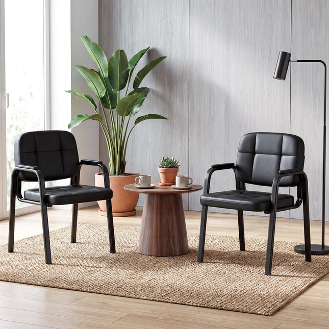 Dreamade Leather Office Reception Chairs with Padded Armrests