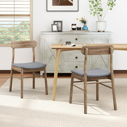Dreamade Fabric Upholstered Kitchen Chairs with Rubber Wood Frame and Padded Curved Seat