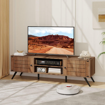 Dreamade 2-Door TV Stand for TVs up to 65 Inch with Open Shelves