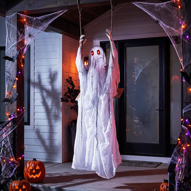 DREAMADE 6.6FT Halloween Hanging Ghost w/Red Eyes