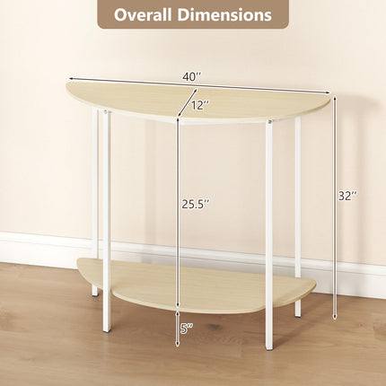 Dreamade Half Moon Console Table | 40" Narrow Entryway Table with Storage Shelf