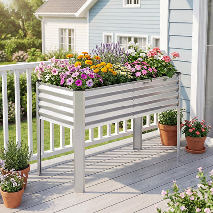 Dreamade Galvanized Raised Garden Bed with Legs Set 1/2 46"x24"x31" Metal Elevated Planter Box