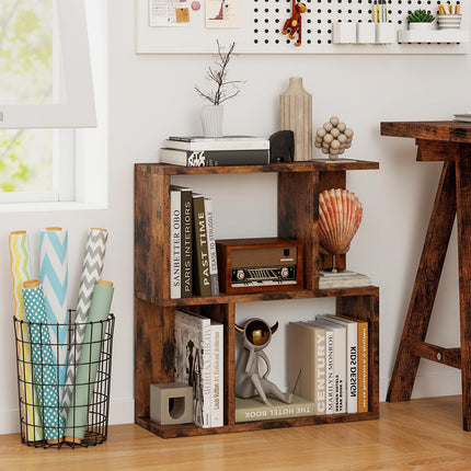 Dreamade 3-Tier S-Shaped Bookshelf, Modern Geometric Bookcase, Freestanding Display Shelf for Small Space