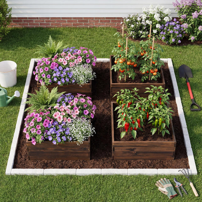 Dreamade 23" x 23" Square Wooden Raised Garden Bed (1/2)