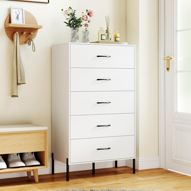 Dreamade 5-Drawer Modern Tall Storage Organizer with Metal Legs & Handles