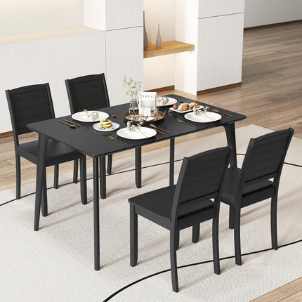 Dreamade Wood Dining Chairs Set of 2/4, Modern Kitchen Chairs w/Rubber Wood Legs, Curved Backrest, Farmhouse Diner Chairs