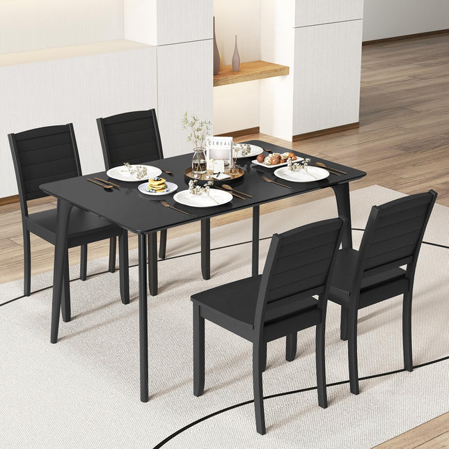 Dreamade Wood Dining Chairs Set of 2/4, Modern Kitchen Chairs w/Rubber Wood Legs, Curved Backrest, Farmhouse Diner Chairs