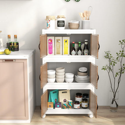 Dreamade 3-tier Collapsible Storage Bins with Wheels and Lid