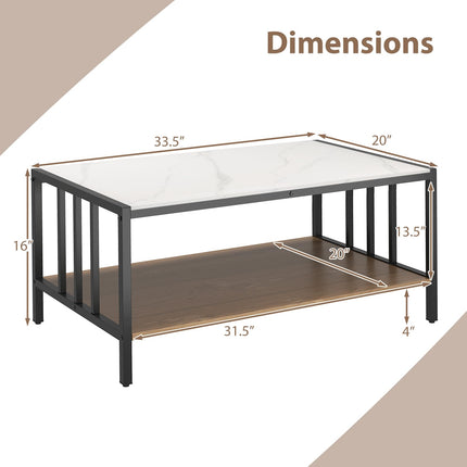 Dreamade 2 Tier Coffee Table with Storage for Living Room