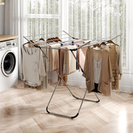 Dreamade Folding Clothes Drying Rack Freestanding Aluminum Laundry Drying Rack