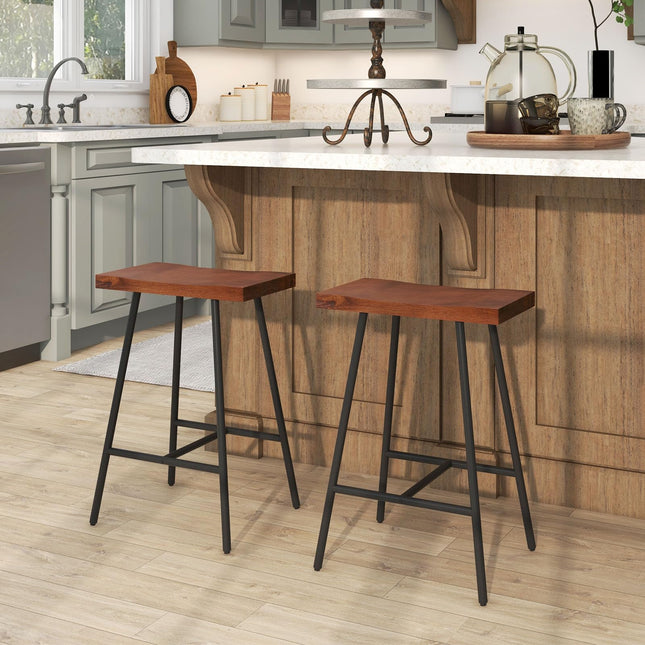 Dreamade 24" Bar Stools Set of 2, Counter Height Bar Stools with Footrests, Solid Metal Legs