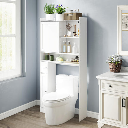 Dreamade Over The Toilet Storage Cabinet Standing Toilet Rack with Sliding Door