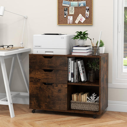 Dreamade 3 Drawer File Cabinet, Office Storage Cabinet Fits Files Letter, A4, Legal Size