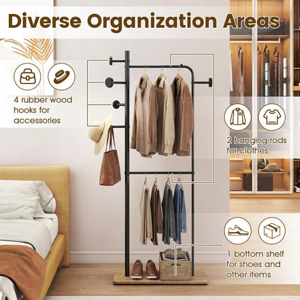 Dreamade Double Rods Clothes Hanging Rack for Entryway