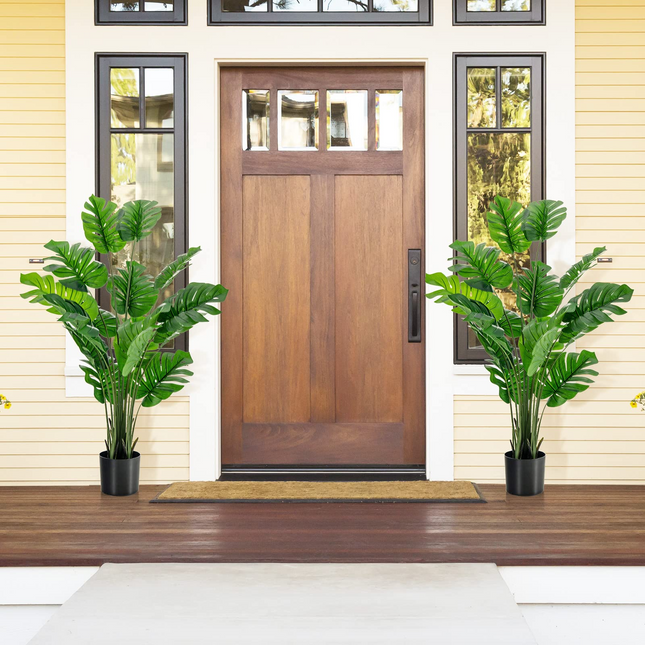 Dreamade Artificial Monstera Deliciosa Plant, 5ft Tall Fake Tropical Palm Tree w/15 Pcs Different Turtle Leaves - DreamadeUS