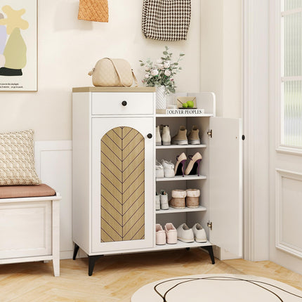 Dreamade Shoe Cabinet with Doors, 6-Tier Shoe Organizer Cabinet with Drawer