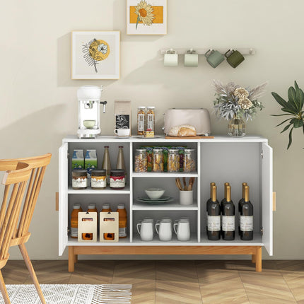 Dreamade Buffet Sideboard, Kitchen Storage Cabinet with 3 Open Shelves & 2 Side Cabinets