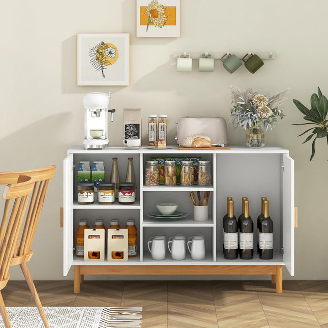 Dreamade Buffet Sideboard, Kitchen Storage Cabinet with 3 Open Shelves & 2 Side Cabinets
