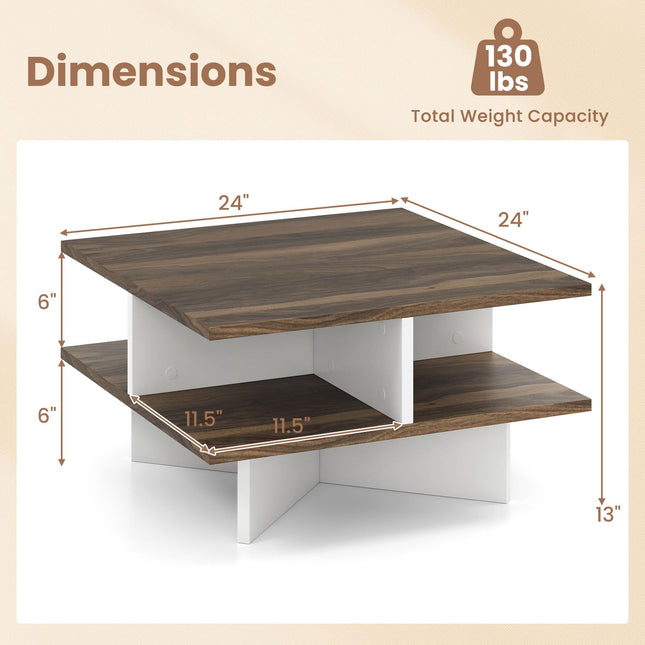 Dreamade Square Coffee Table with Storage for Living Room