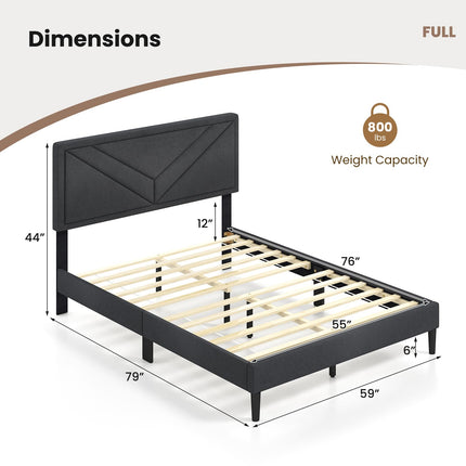 Queen/Full/Twin Size Upholstered Platform Bed Frame with Diagonal Channel Tufted Headboard