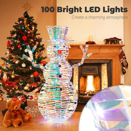 Dreamade 4 FT Lighted Christmas Snowman, Light-up Xmas Holiday Decoration with 100 LED Lights