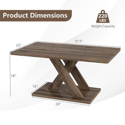 Dreamade 37.5 Inch Wood Living Room Table with Stable Base & Rubber Wood Connection