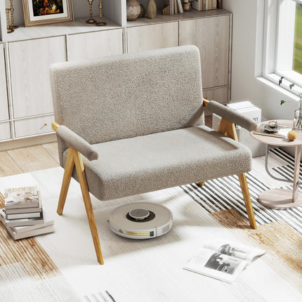 Dreamade Loveseat Sofa with Armrests and Wooden Legs