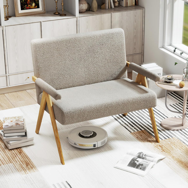 Dreamade Loveseat Sofa with Armrests and Wooden Legs