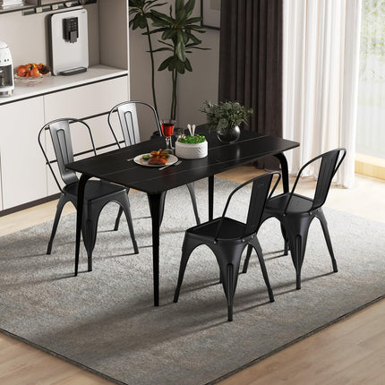 Dreamade Metal Dining Chairs Set of 4, Farmhouse Kitchen Chairs with Removable Backrest