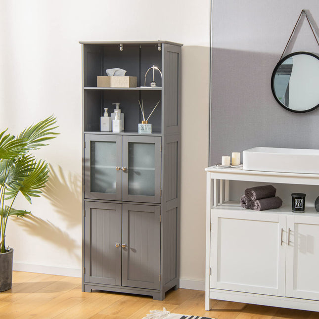 Dreamade 64" Tall Bathroom Storage Cabinet, Freestanding Kitchen Pantry Cupboard with 2 Cabinets