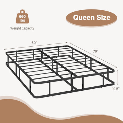 Dreamade 10 Inch Bed Frame Queen Size, Metal Platform Queen Bed Frame, Heavy Duty Steel Slat Support