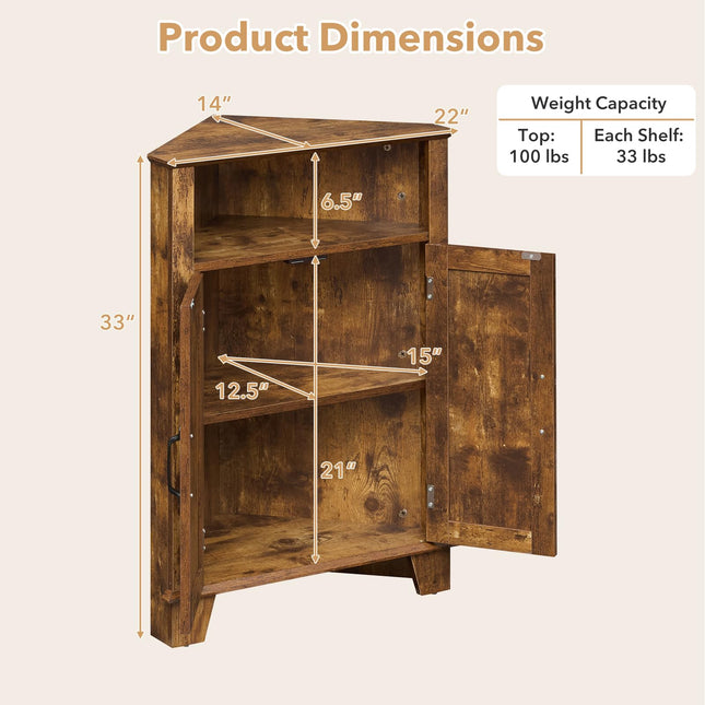 Dreamade Bathroom Corner Storage Cabinet with Open Storage & Adjustable Shelf