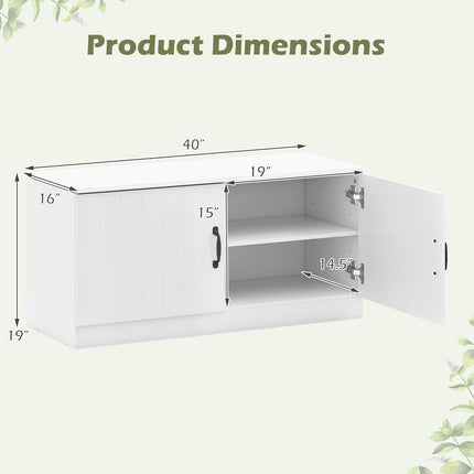 Dreamade 2-Door Shoe Storage Bench Wooden Entryway Bench
