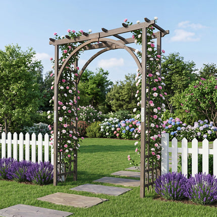 Dreamade 85" Wood Garden Arch Trellis with Flat Top for Climbing Plants