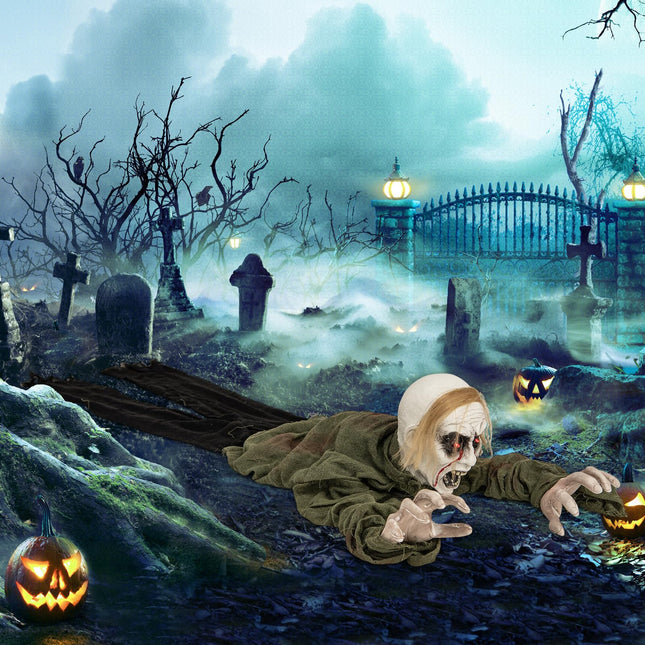 Dreamade Halloween Skeleton Groundbreaker Decoration, Sound-Actived Halloween Party Decoration
